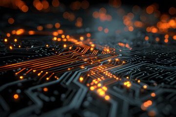 Glowing Circuit Board Network Abstract Background 