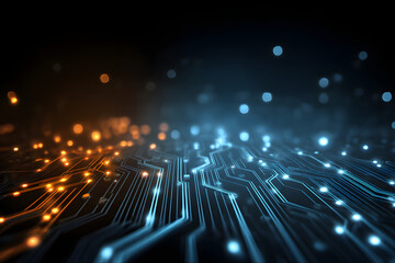 Glowing Circuit Board Network Abstract Background 
