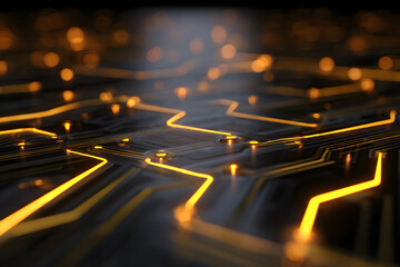 Glowing Circuit Board Network Abstract Background 