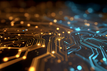Glowing Circuit Board Network Abstract Background 