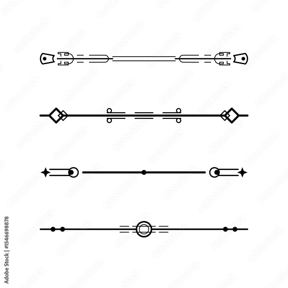 Poster set black simple line collection doodle border elements vector design style sketch isolated illustra