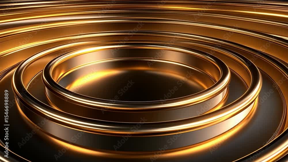 Aufkleber abstract shiny golden circular rings background with reflections and smooth textures for digital art