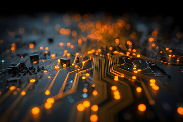 Glowing Circuit Board Network Abstract Background 