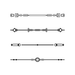 Set Black Simple Line Collection Doodle Border Elements Vector Design Style Sketch Isolated Illustration For Banner