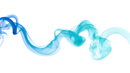 Abstract blue swirling smoke design element background image art cyan aqua on transparent background