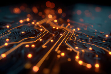 Glowing Circuit Board Network Abstract Background 