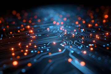 Glowing Circuit Board Network Abstract Background 