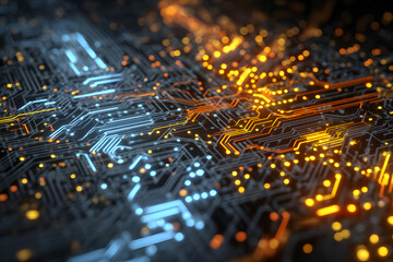 Glowing Circuit Board Network Abstract Background 