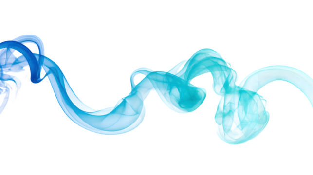 Abstract blue swirling smoke design element background image art cyan aqua on transparent background