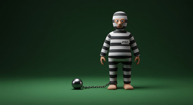 A prisoner stands in the cell. A symbol of confinement and captivity