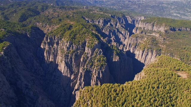 Aerial top view landscape Tazi Canyon in Manavgat, Antalya, Turkey.