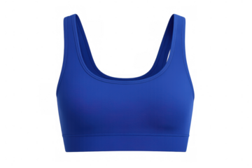 Close-up of a blue sports bra, perfect for showcasing your design or logo on a transparent background
