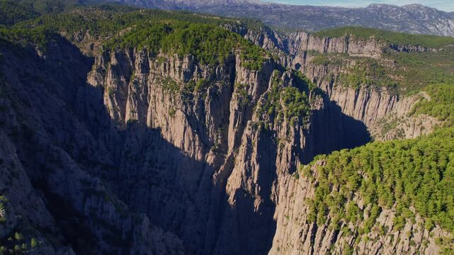 Aerial top view landscape Tazi Canyon in Manavgat, Antalya, Turkey.