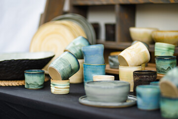 Ceramic mugs sold during Nations Fair, where masters from the national communities of Lithuania...