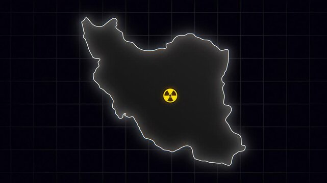 Iran Map with Nuclear Bomb Explosion &ndash; War Concept, Conflict and Destruction