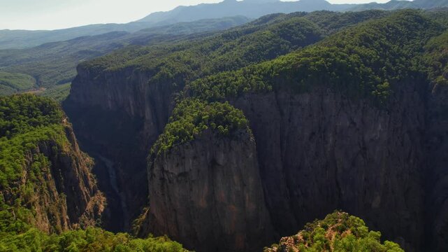 Aerial top view landscape Tazi Canyon in Manavgat, Antalya, Turkey.