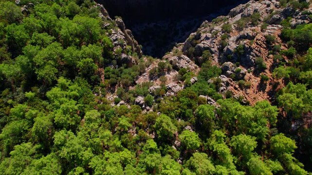 Aerial top view landscape Tazi Canyon in Manavgat, Antalya, Turkey.