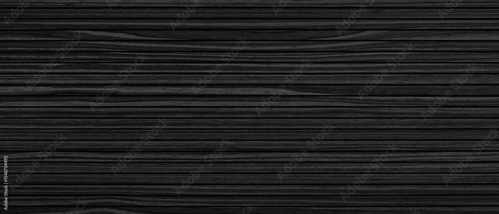 Poster Dark black wooden striped wall with pattern of lines.  wall is made of concrete and has rough texture abstract texture background for template pages and banners