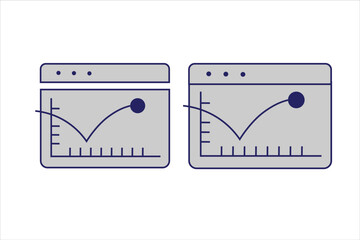Bounce rate icons set in gray filled and blue stroke line style