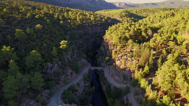 Aerial top view landscape Tazi Canyon in Manavgat, Antalya, Turkey.