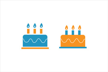 vector illustration of a birthday cake , A blue  and orange  illustration of a three tiered birthday cake isolated on white  background