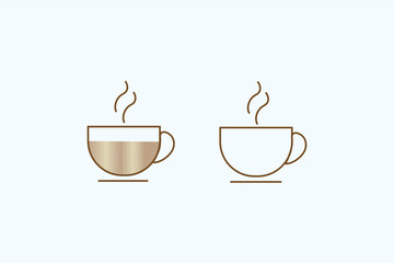 Coffee cup icon set. Cups of coffee tea collection. Hot drink icon. Disposable cup. Cup coffee with steam. Flat style. Vector Illustration