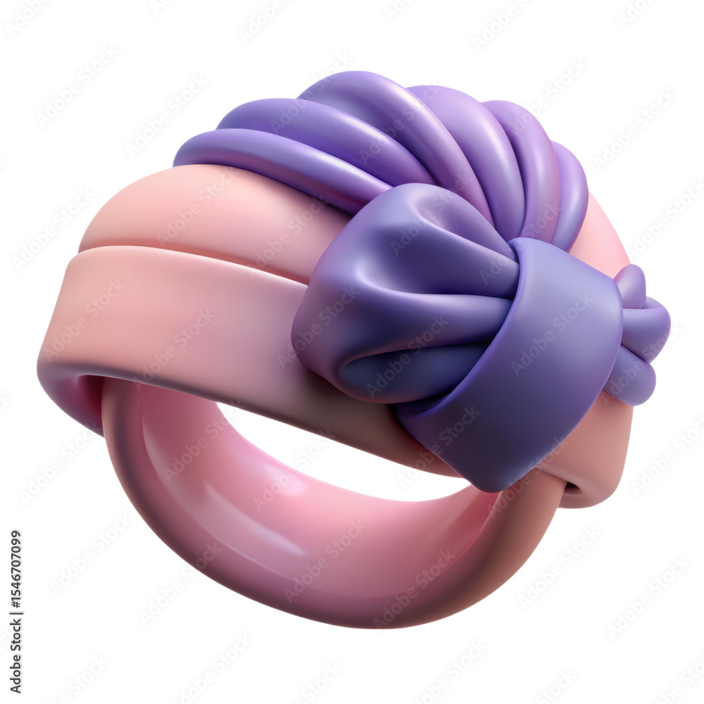 Poster charming pink and lavender headband high quality 3d rendering plasticstyle icon solated on transpare