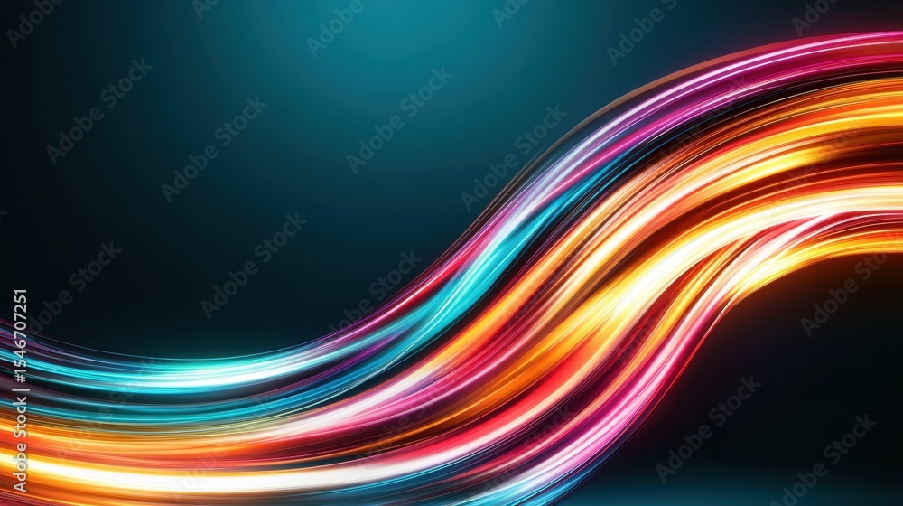 Poster this abstract composition features vibrant waves of color, flowing dynamically and symbolizing a sen