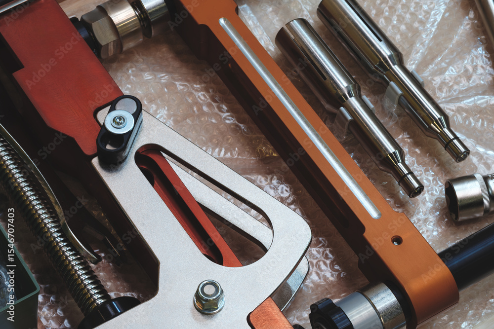 Poster a toolbox with a variety of tools including a wrench and a screwdriver. concept of organization and 
