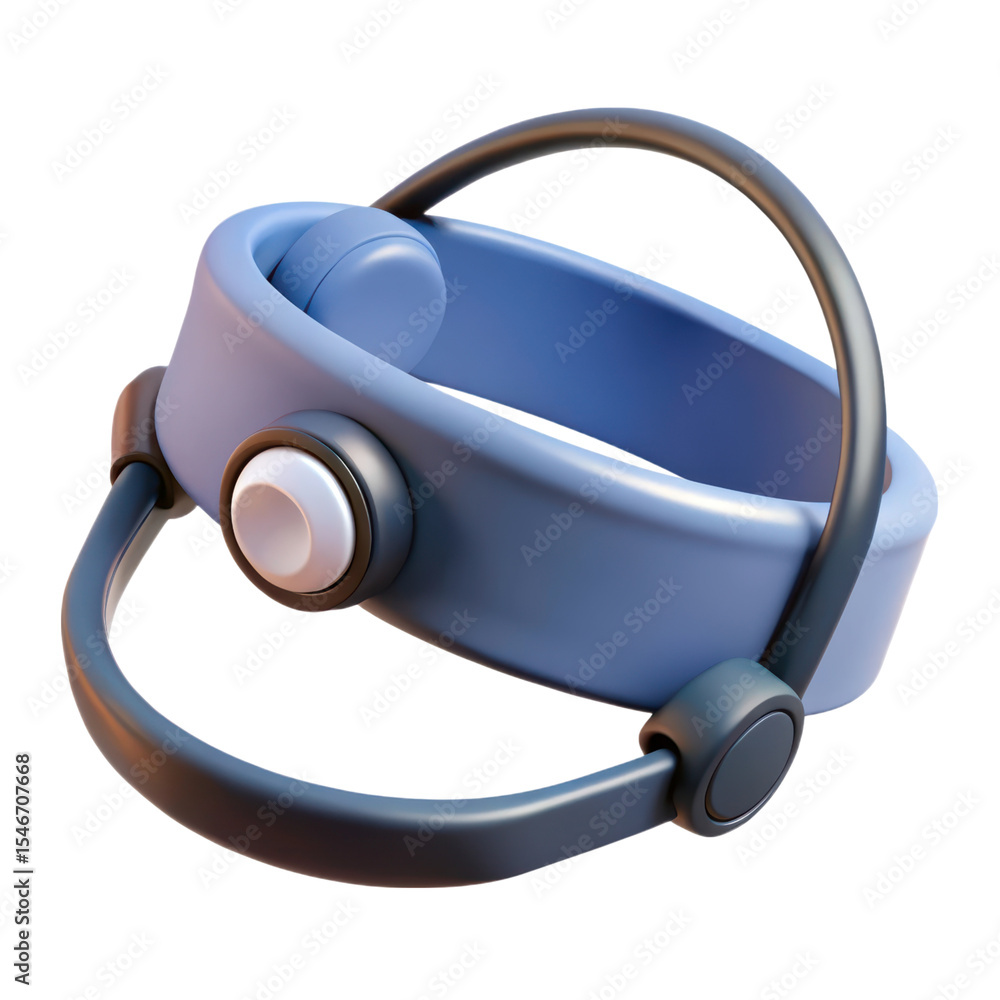 Poster high quality 3d rendering of blue and gray plastic headband isolated on transparent background for d