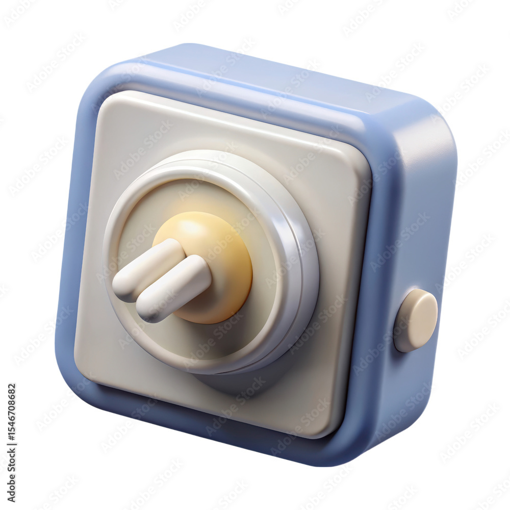 Aufkleber high quality 3d rendering plasticstyle icon of a pastel colored retro toggle switch on a transparent