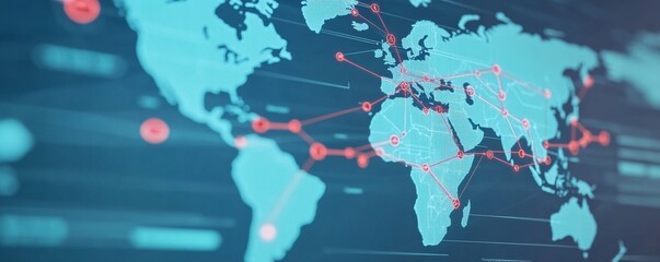 Global Network Map Digital World Connections and Data Points, Technology, Connections