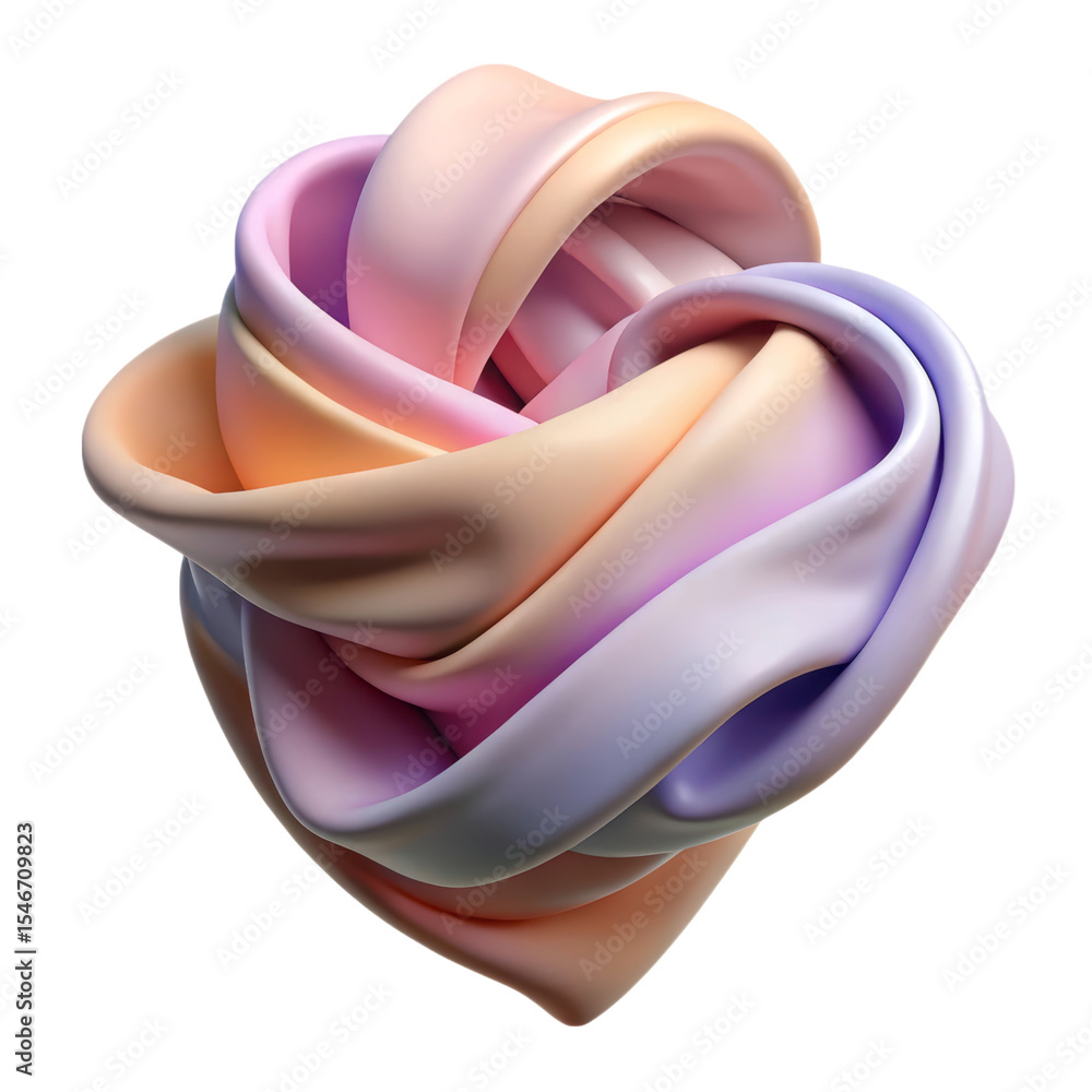 Poster High quality 3d rendering plasticstyle icon of twisted shapes creating an elegant abstract form isolated on transparent background with soft gradient colors