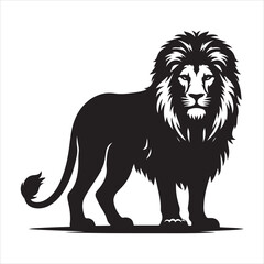 Silhouette vector of a lion standing on a white background