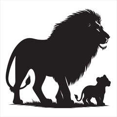 Silhouette vector of a lion standing on a white background