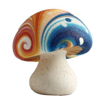 squish toy chunky mushroom with 2 color painted swirl pattern 