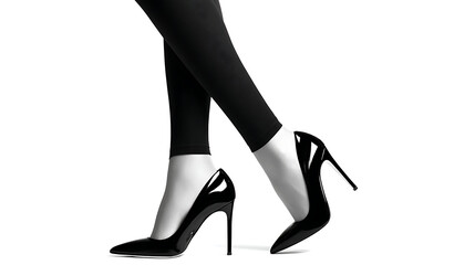 Elegant Woman&rsquo;s Legs Wearing Black Heels &ndash; Isolated Studio Shot