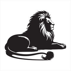 Silhouette vector of a lion standing on a white background