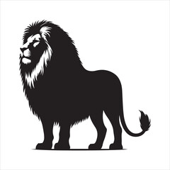 Silhouette vector of a lion standing on a white background