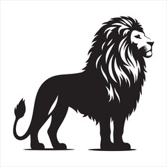 Silhouette vector of a lion standing on a white background