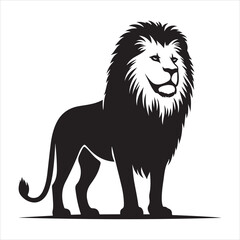 Silhouette vector of a lion standing on a white background