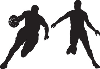 Silhouette Basket ball Player Playing with Basketball