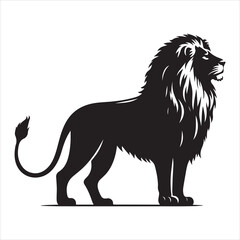 Silhouette vector of a lion standing on a white background