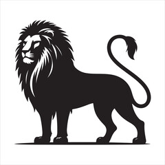 Silhouette vector of a lion standing on a white background