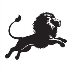 Silhouette vector of a lion standing on a white background