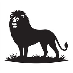 Silhouette vector of a lion standing on a white background