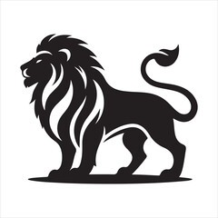 Silhouette vector of a lion standing on a white background