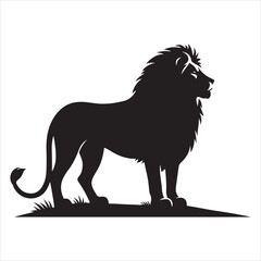 Silhouette vector of a lion standing on a white background
