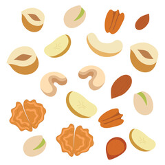 Assorted Nuts and Apple Slices: Cashews, Almonds, Walnuts, Pistachios, Pecans