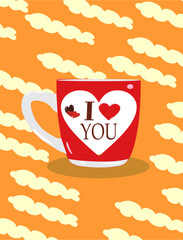 i love you tea cup  vector illustration